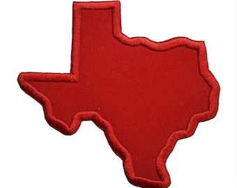Toppa ricamata dello Stato del Texas da stirare/cucire, 3,75" x 3,5" rossa