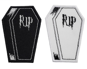 écusson brodé cercueil, applique gothique d'Halloween RIP