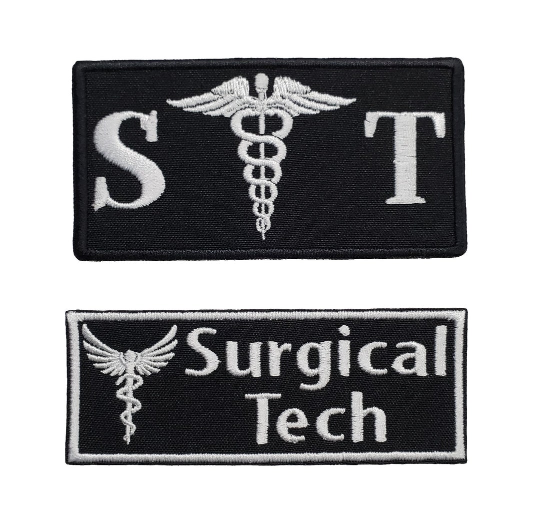 Surgical Tech Caduceus Embroidered Medical Name Tag Iron On Etsy