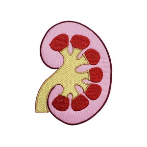 Right Kidney Embroidered Iron On Sew On Patch 2.3" x 3.25"