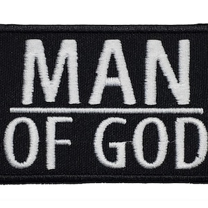 Man of God Embroidered Iron On Patch 2.9&quot; x 1.9&quot; Easter Cross Jesus God Resurrection Easter Christmas Religion Hook & Loop