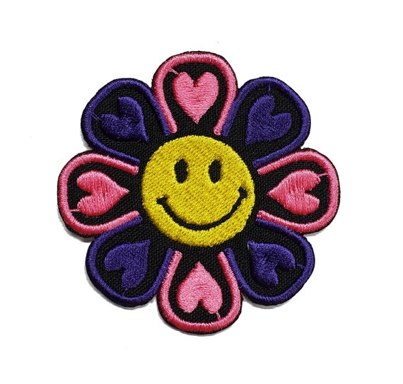 Emoji écusson brodé fleur coeur - Etsy France