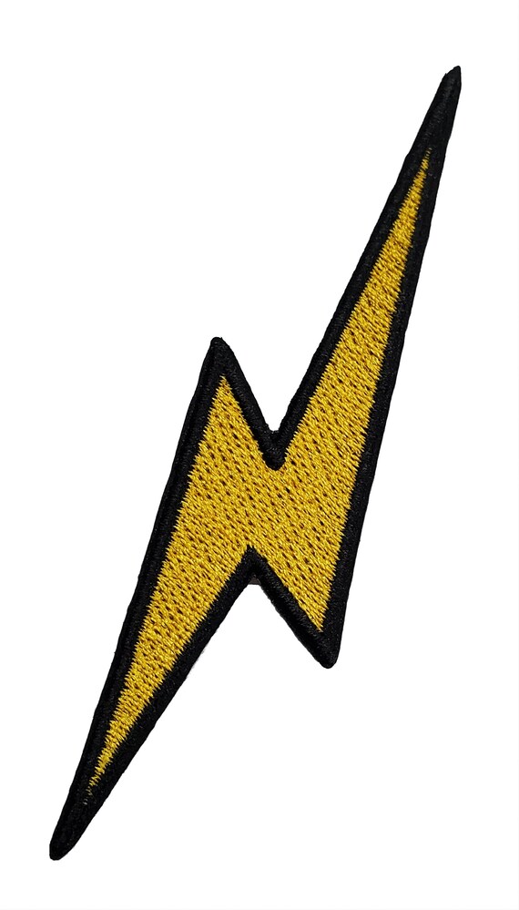 Set of 2 Lightning Bolt Iron / Sew on Embroidered Patch Appliqués Badge