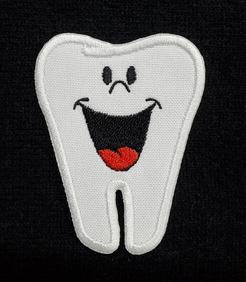 Cartoon Zahn gestickt Aufnäher 2,3 "x 3" Inspiration Lustig Humor Lachen Witz Animation Kind Baby Mädchen Junge Glücklich Spaß Zahnfee Bild 3