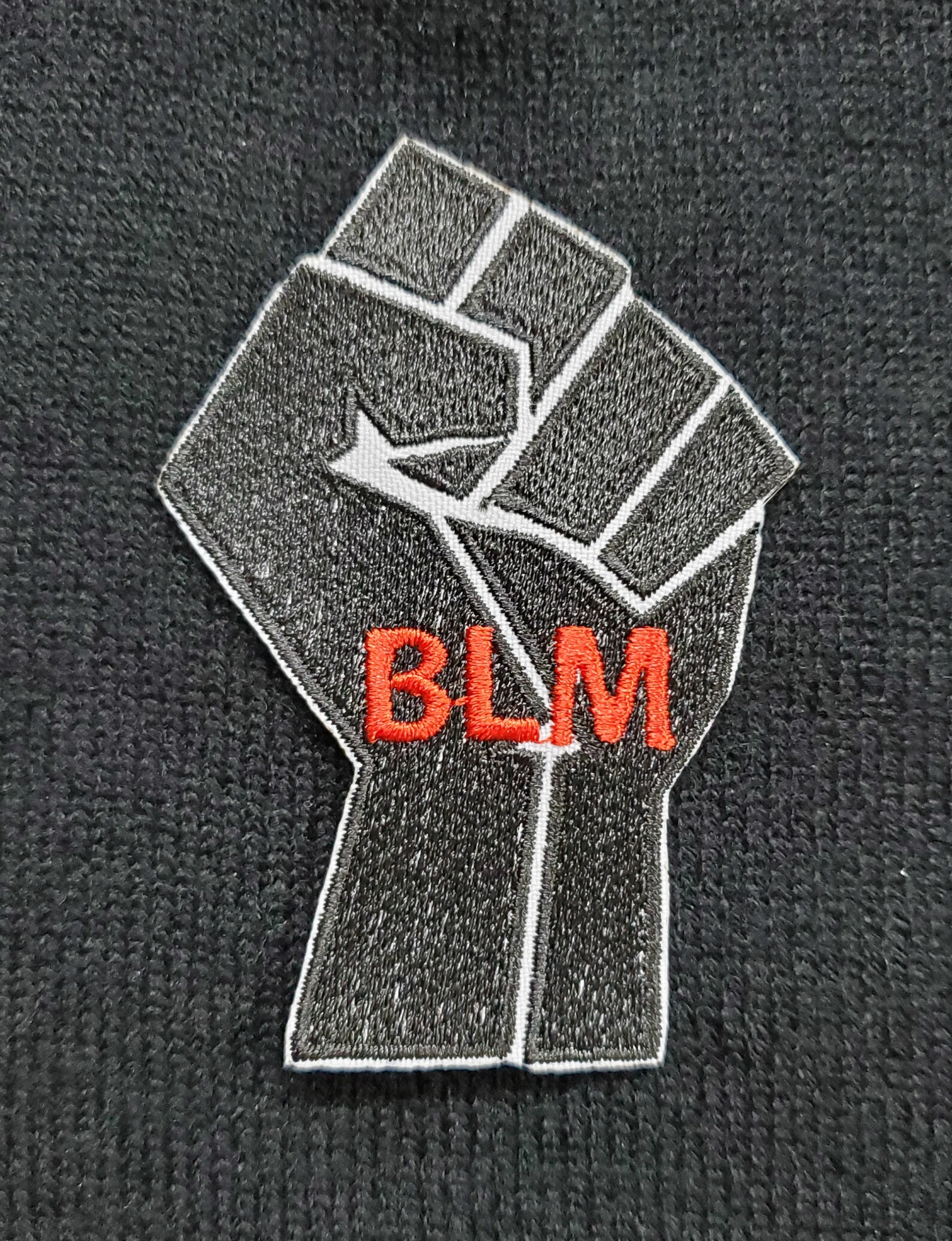 Black power fist blm embroidered ironon patch 225 x  etsy