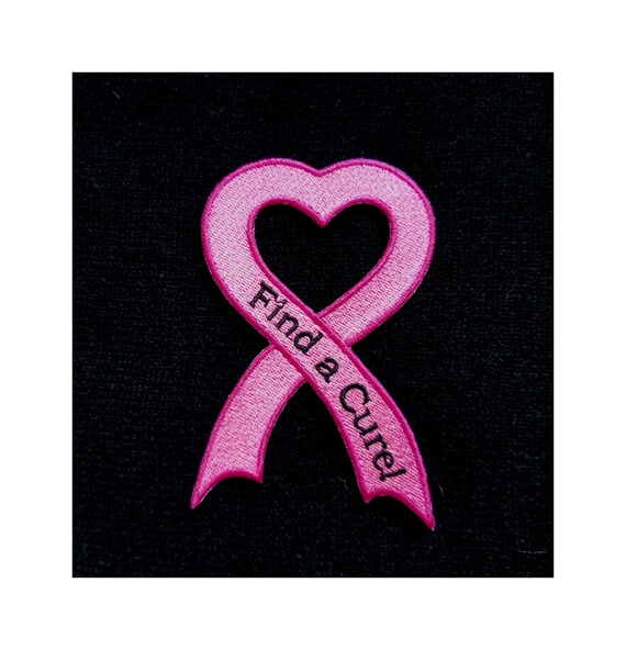 Breast Cancer Find A Cure Awareness Ribbon Embroidered Iron