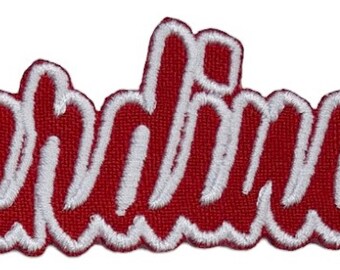 Arkansas Team Mascot Iron-On Patch - 4x2 Inches, Embroidered, Red/White (Words/Names Style)