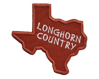 Toppa ricamata da stirare "Stato del Texas Longhorn Country" 3,75" x 3,5"