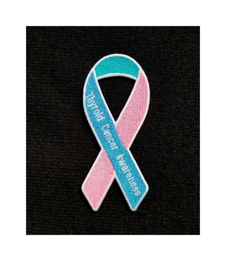 Thyroid Cancer Embroidered Iron on Patch Awareness Ribbon Gifts ...