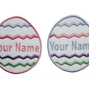 Gepersonaliseerde paaseierpatch, op maat geborduurde opstrijkappliqué