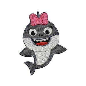 Cartoon Hai Pink Gestickt Aufnäher 2,2 "x 3" Inspiration lustig Humor Lachen Witz Animation Kind Baby Jungen Mädchen