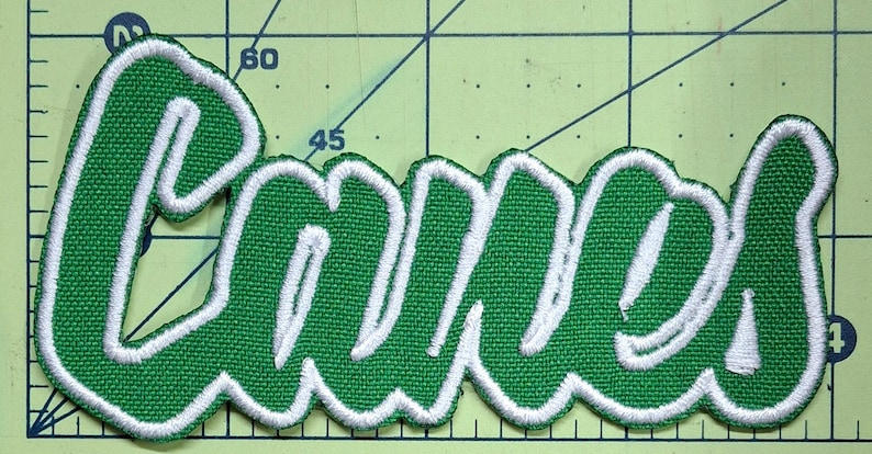 Canes Text Embroidered Applique Iron on Patch Various Sizes Team Name ...