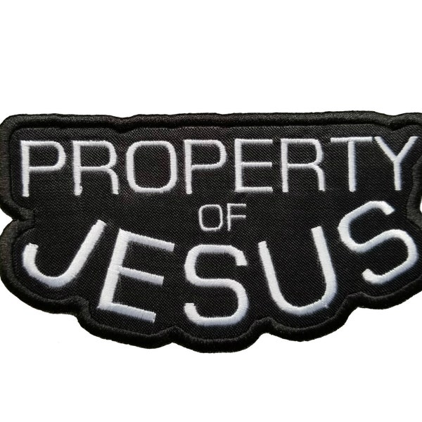 Property Of Jesus Embroidered Iron On Patch 4.8" x 2.5" Jesus God Resurrection Easter Christmas Religion