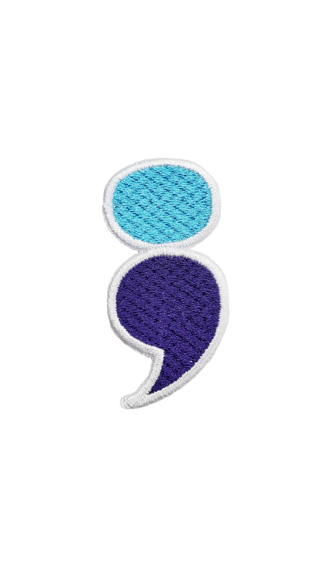 Semicolon Semi-colon Fully Embroidered Iron on Patch 1.0