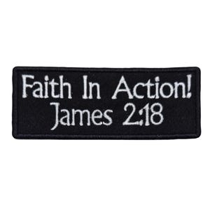 James 2:18 gestickter Aufnäher – Glaube in Aktion! Verwendete Materialien: