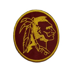 Indian Head Embroidered Iron On Patch 2.6&quot; x 3&quot; Navajo Cherokee Sioux Chippewa Choctaw Apache Pueblo Iroquois Creek Blackfeet