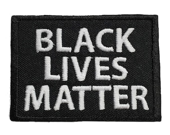 Black Lives Matter Embroidered Iron-On Patch 2.5&quot; x 1.8&quot; BLM Hook & Loop Martin Luther King Peaceful Black Life Matters I Can&#39;t Breathe