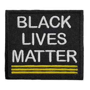 Black Lives Matter Embroidered Iron On Patch  2.95"x2.65" Hook & Loop BLM Martin Luther King Peaceful Civil Disobedience I Can't Breathe