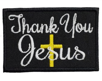 Thank You Jesus Embroidered Iron-On Patch, Christian Applique