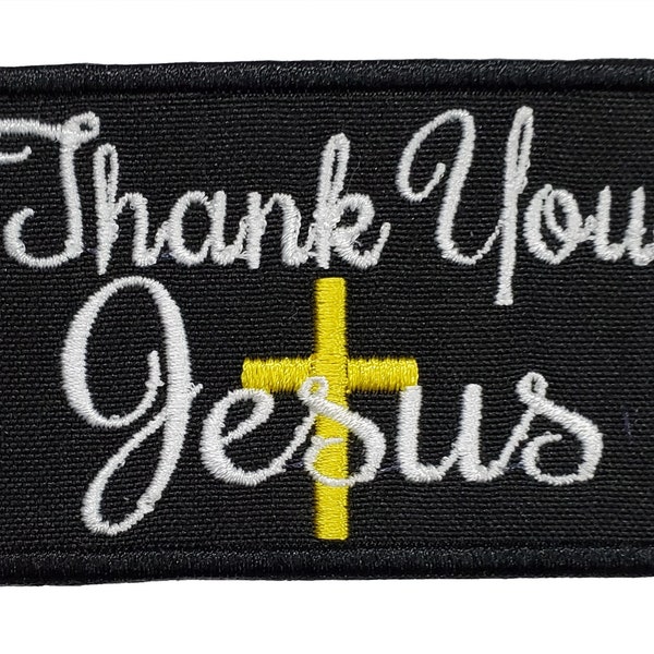 Thank You Jesus Embroidered Applique Iron On Patch 3" x 2" Christian Church Love Brother Child of God Sister in Christ