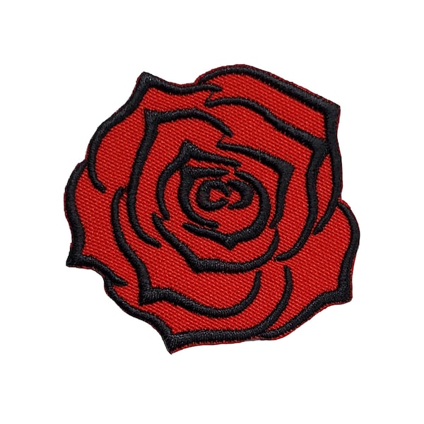 Beautiful Rose Embroidered Applique Iron On Patch 2" x 2" Red Black Pink Custom Color Flowers Floral Weddings