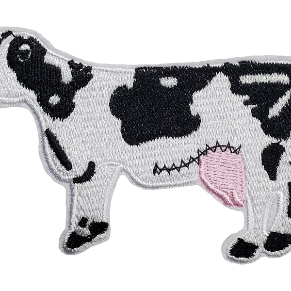 Milk Cow Black and White Embroidered Iron / Sew On Patch 3.5" x 2.25"