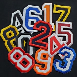 Parche termoadhesivo bordado con número de 1,5" para chaqueta universitaria, con diseño de Letterman, varios colores para elegir y personalizar