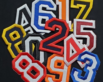 Varsity Number Patch, 1.5" Embroidered Iron-On Letterman Jacket