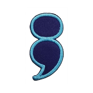 Semicolon Semi-Colon Embroidered Iron On / Sew On Patch 1.0" x 2.0"