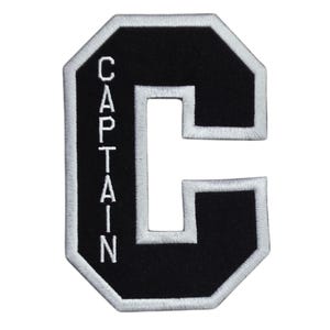 Varsity Letter Patch: Captain C, Embroidered Iron-On, 3"