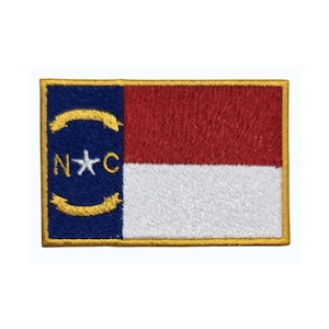 North Carolina flagga tygmärke, broderat med strykfunktion 7,5 x 5 cm