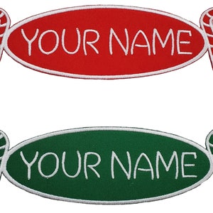 Christmas Stocking LARGE NAME PATCH - 7.5&quot; x 2.0&quot; Custom Personalized Iron On or Sew On Patch Embroidered Applique Festive Font 1 Patch