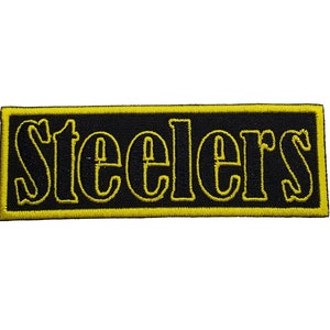 Steelers Text Embroidered Applique Iron Or Sew On Patch 4&quot; x 1.4&quot; or 8&quot; x 2.75&quot;