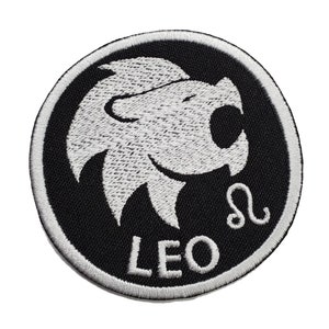 Leo Zodiac Embroidered Iron On Patch 2.9&quot; Choose Iron On or Hook & Loop