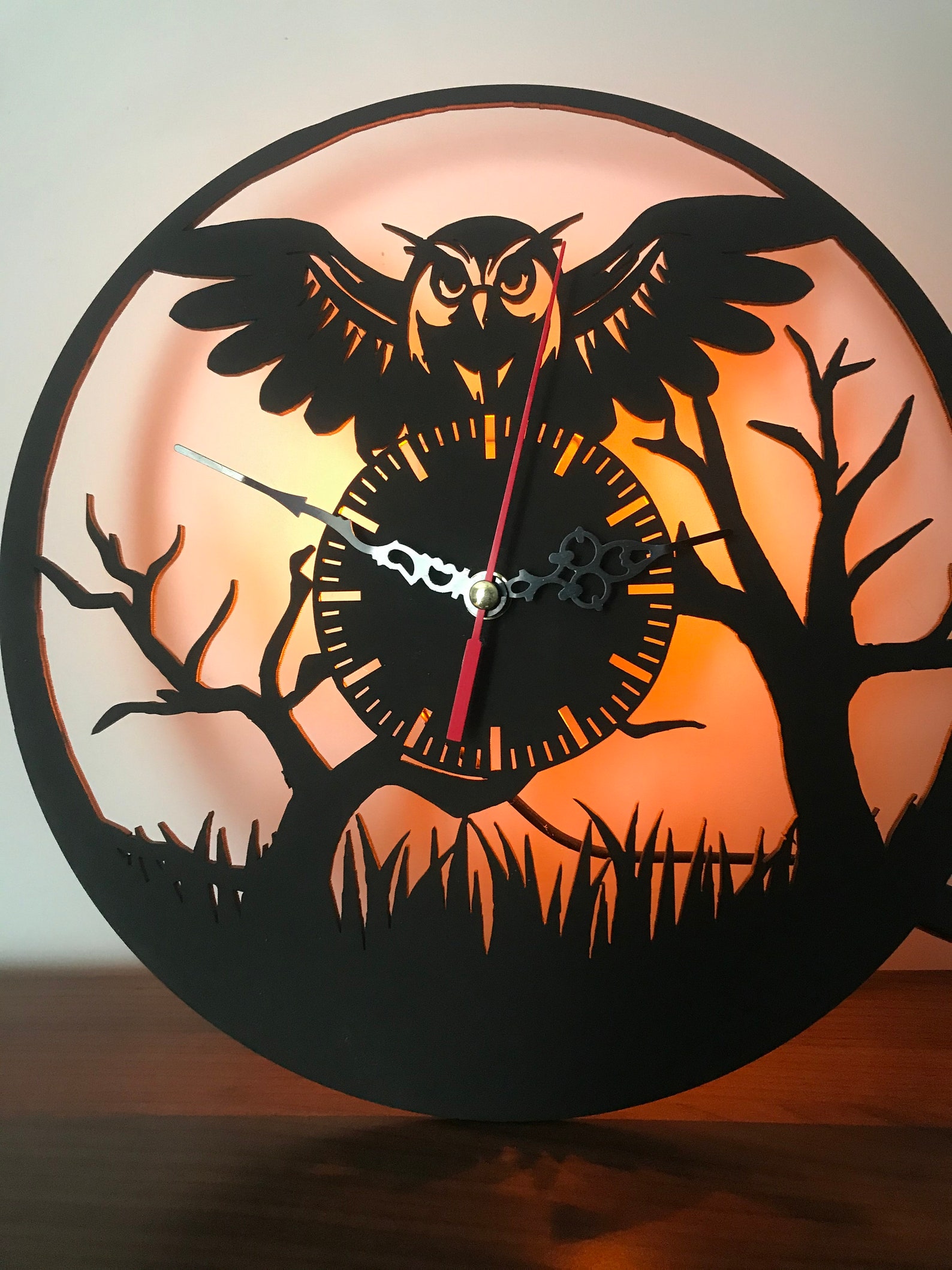 Wood Clock Night Lamp Decorative Lamp Birthday gift Owl Etsy