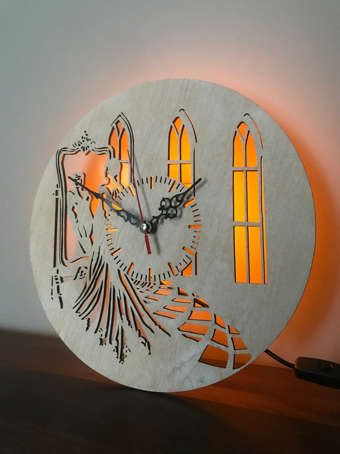 Wood Clock Night Lamp Decorative Lamp Birthday gift Beauty And Etsy