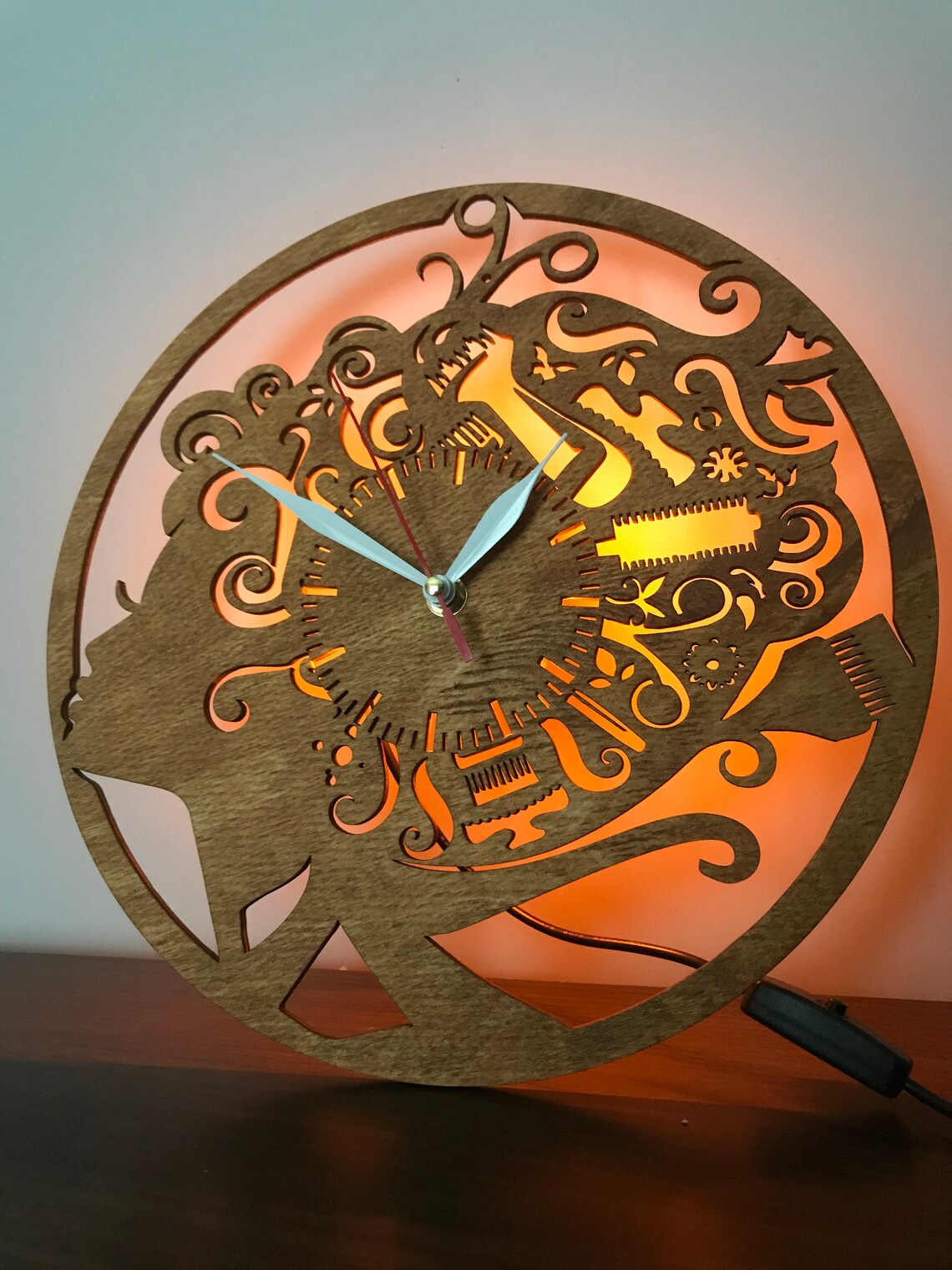 Wood Clock Night Lamp Decorative Lamp Birthday gift Beauty Etsy