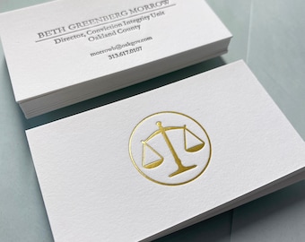 Letterpress Business Cards, Calling Cards, Custom Design, gold foil, 600gsm Gmund paper