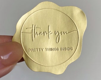Custom Embossed Sticker with Blind Embossing - Gold, Silver, Label - Personalized Logo - Foil Metallic Seal - Wedding Sticker