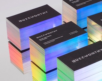 Custom Holographic Foil Business Cards - Black Card Stock with Gold or Silver Foil, Luxury Calling Cards, Premium Design & Print Services