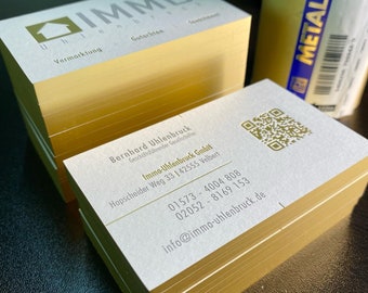 Luxury gold foil business card design and production, customized double-layer thick Business & Calling Cards with QR code, gold foil edge