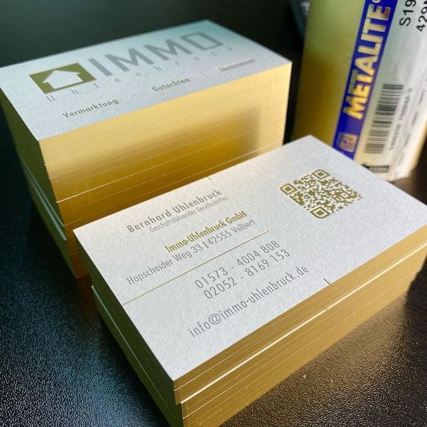 Gold Foil Edge Business Cards Etsy