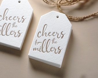 Letterpress Gift Tags with Personalized Custom Monogram | Custom Monogram Gift Tag | Design wedding thank you cards with Personalized Name