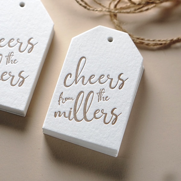 Letterpress Geschenkanhänger mit personalisiertem benutzerdefiniertem Monogramm | Geschenkanhänger mit Monogramm | Design Hochzeit Dankeskarten