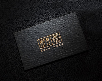 Leatherlike Business Cards, luxurious and unique Calling Cards , Foil press ,blind deboss,blind emboss,Fashionable gold foil edge