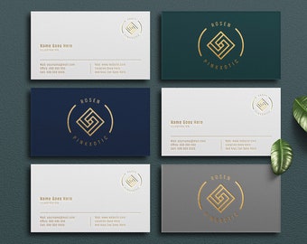 Luxury Gold foil Business Cards Design and Print with embossing, QR printable,Custom Navy Blue/Dark Green/Neutral Grey,Double layer thick