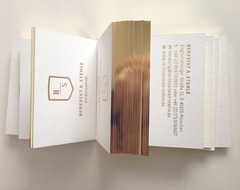 Custom White Cotton Business Cards with Gold Foil Stamping - Elegant Design & Print, Luxury Calling Cards, Premium Quality, Personalized