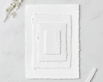 Handmade Paper with Deckled Edges - White - Letterpress, Watercolor Painting，Perfect for Calligraphy & Wedding Stationery