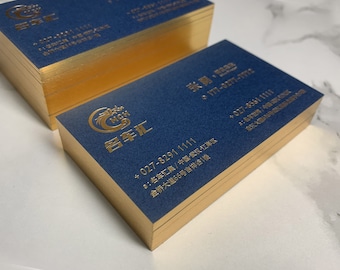 Custom Dark Blue Gold foil Business Cards Design and Print, visitenkarten Business Card with gold foil stamping