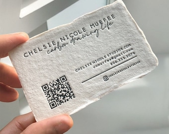 Ultra Thick 350+gsm Handmade Paper Letterpress business cards, Deckled Edge Paper, with Cotton Custom Calling Cards,Design and Printing